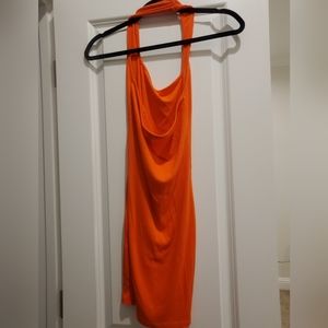 Sexy Orange backless halter dress size small